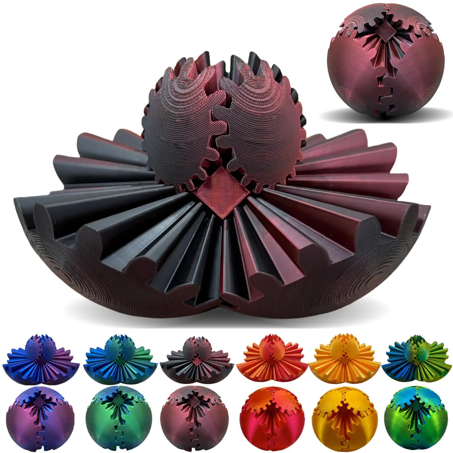 3D Printed Gear Ball – Stress-Relief Fidget Toy with Movable Gears