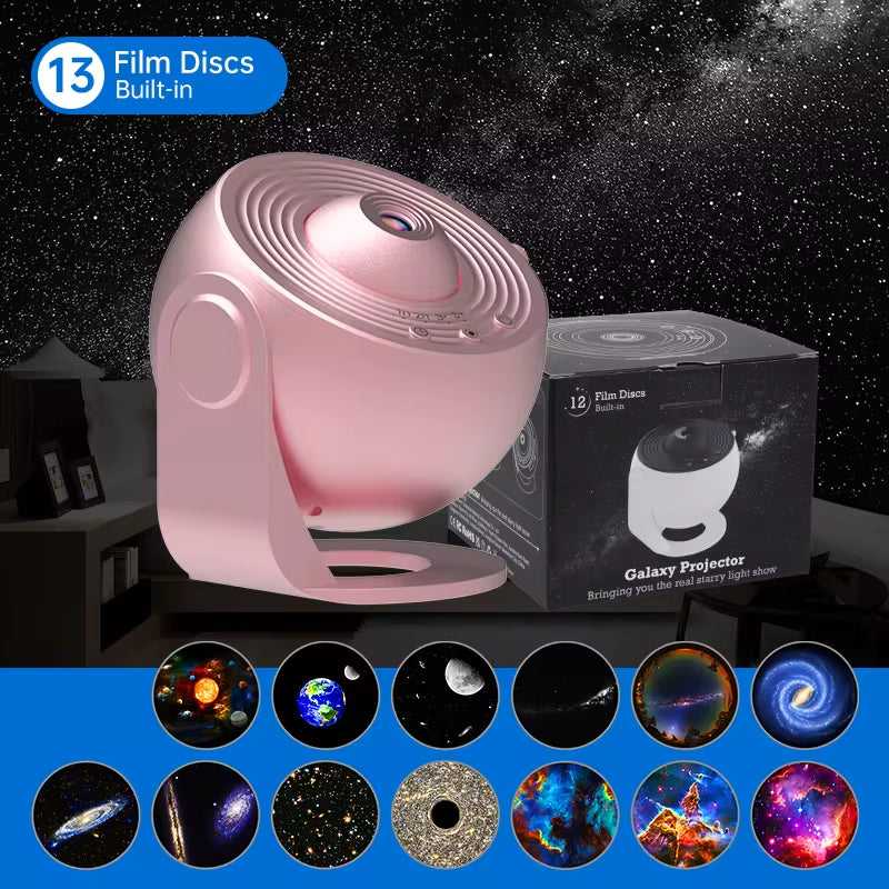 360° Galaxy Projector Lamp – Starry Sky Night Light with 12 HD Scenes for Kids & Home Decor