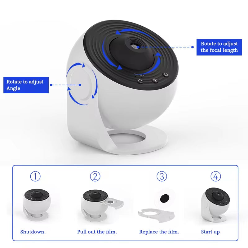 360° Galaxy Projector Lamp – Starry Sky Night Light with 12 HD Scenes for Kids & Home Decor