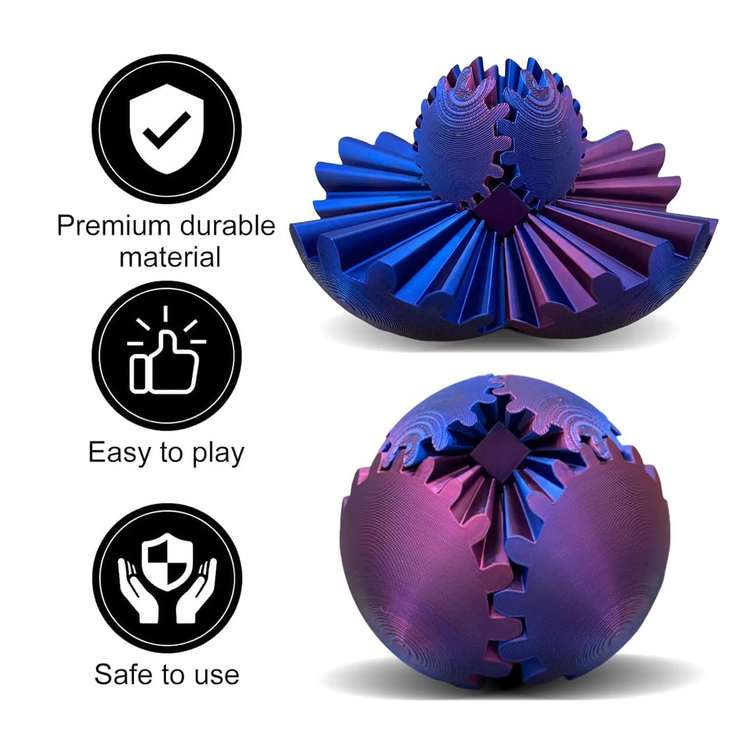 3D Printed Gear Ball – Stress-Relief Fidget Toy with Movable Gears