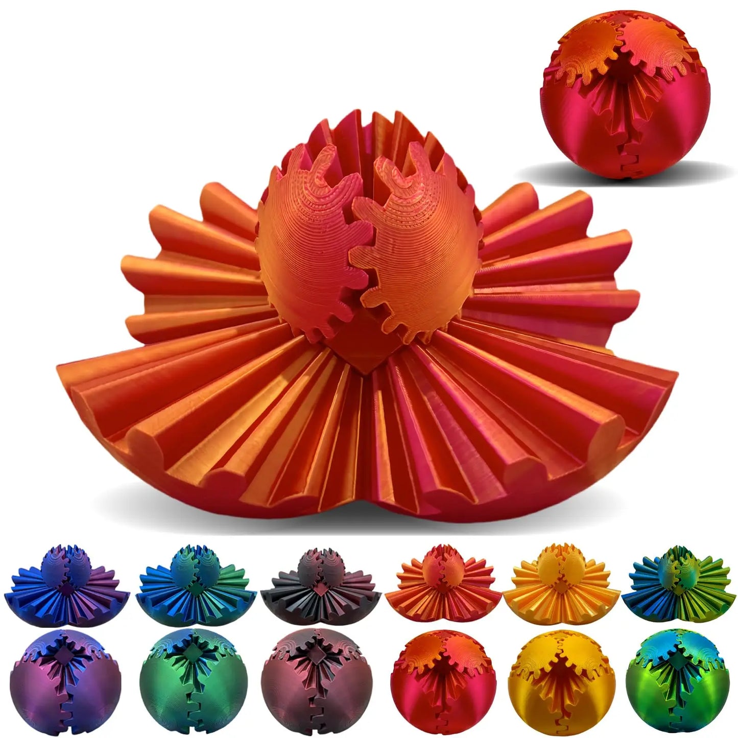 3D Printed Gear Ball – Stress-Relief Fidget Toy with Movable Gears