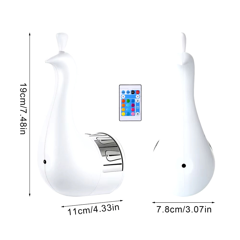 LED Peacock Projection Lamp – 12-Color Night Light with Remote, Timer, & Dimmable Function for Bedroom & Home Decor