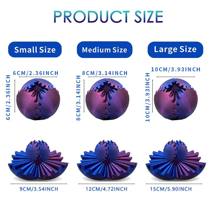 3D Printed Gear Ball – Stress-Relief Fidget Toy with Movable Gears