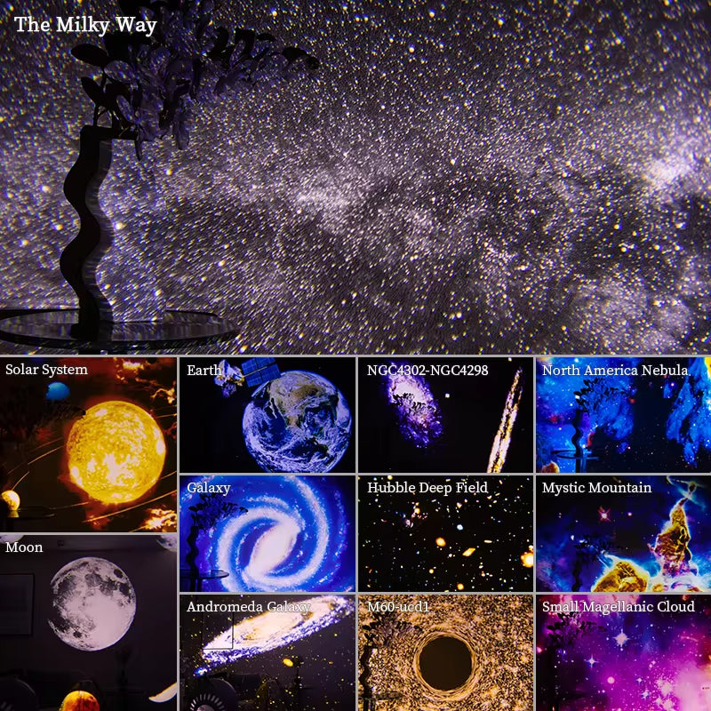 360° Galaxy Projector Lamp – Starry Sky Night Light with 12 HD Scenes for Kids & Home Decor