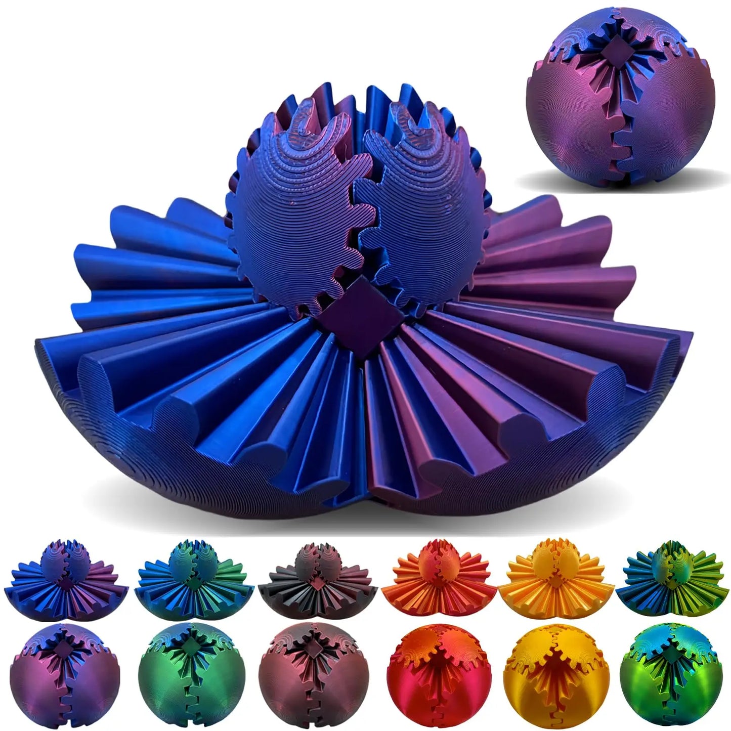3D Printed Gear Ball – Stress-Relief Fidget Toy with Movable Gears