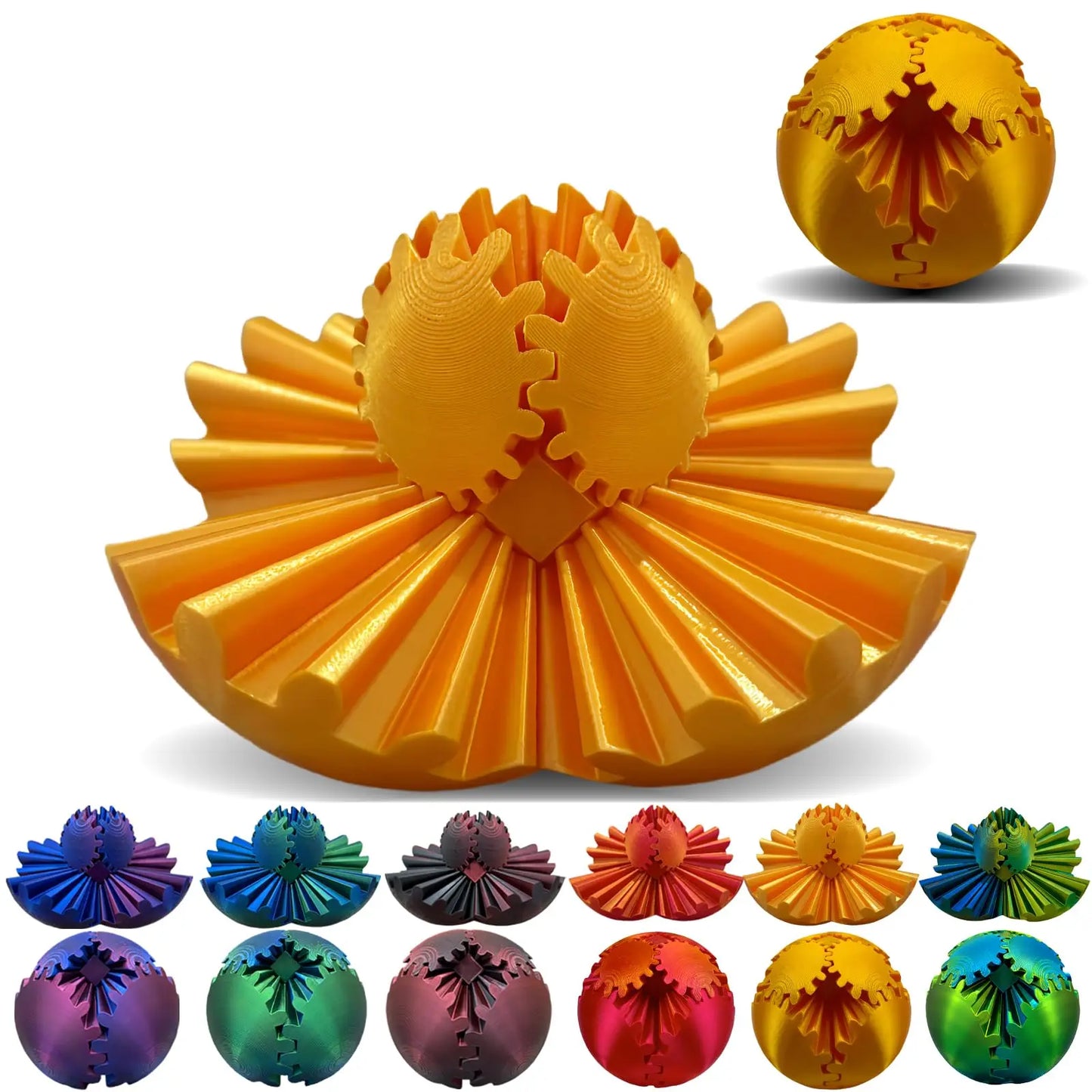 3D Printed Gear Ball – Stress-Relief Fidget Toy with Movable Gears