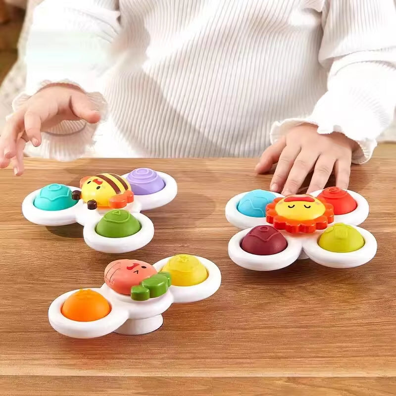 Colorful Insect Fidget Spinner – Educational Rattle & Bath Toy for Kids