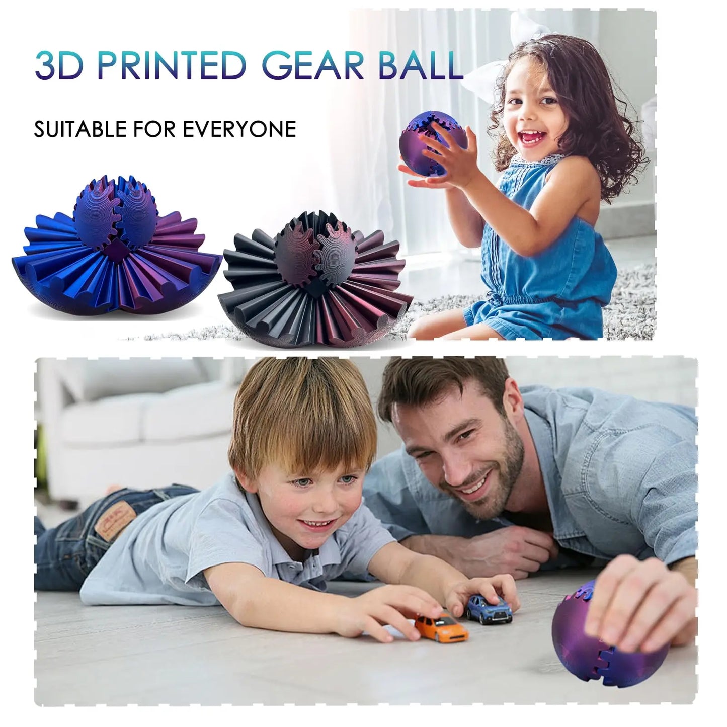 3D Printed Gear Ball – Stress-Relief Fidget Toy with Movable Gears