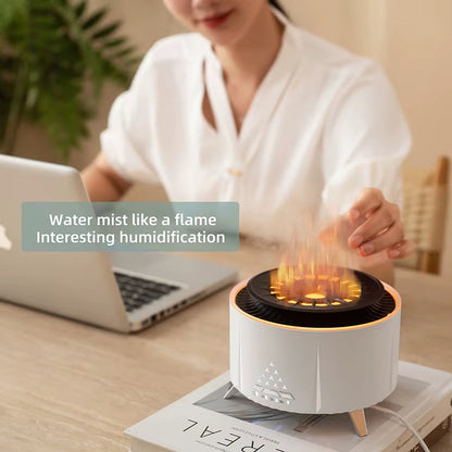 Volcano Flame Air Humidifier - Sleep Aid White Noise Bluetooth Speaker Essential Oil Diffuser Bedroom Humidifier with Remote