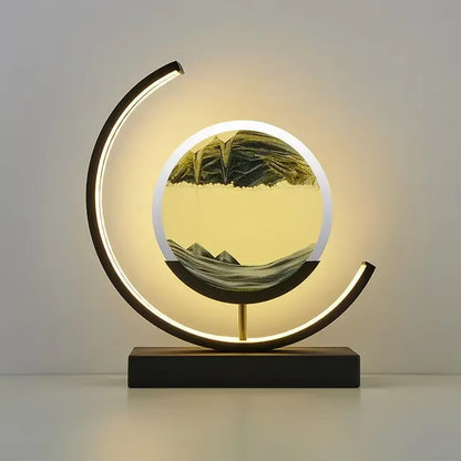 LED Moving Sand Art Table Lamp Quicksand Night Light 3D Sandscape Hourglass Bedside Lamps Flowing Sand Painting Home Decor Gifts